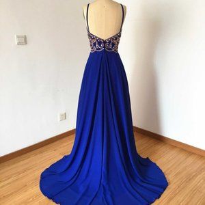 Long Prom Dress, Prom Dress,SpaghettiStrapsPromDress,RoyalBlueProm Dress,Chiffon